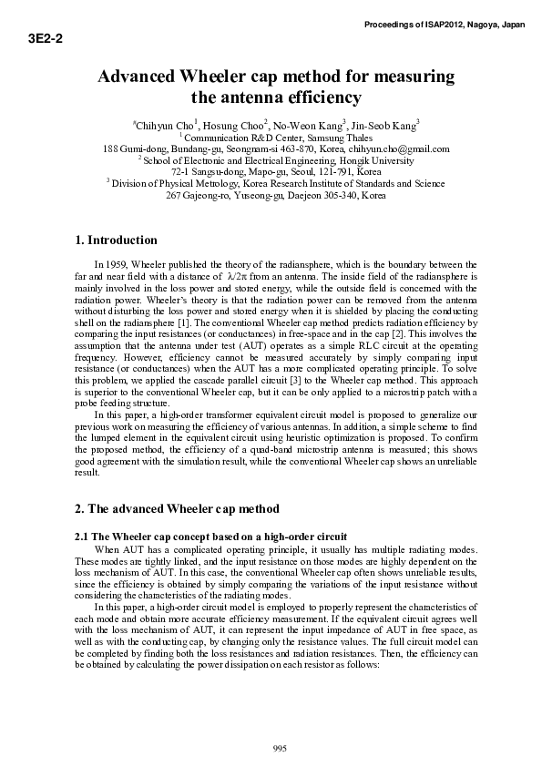 (PDF) Advanced Wheeler Cap Method for Measuring the Antenna Efficiency