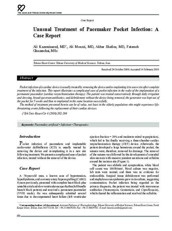 (PDF) Unusual treatment of pacemaker pocket infection: a case report