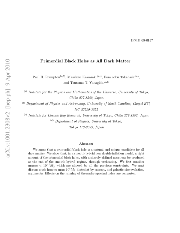 (PDF) Primordial black holes as all dark matter