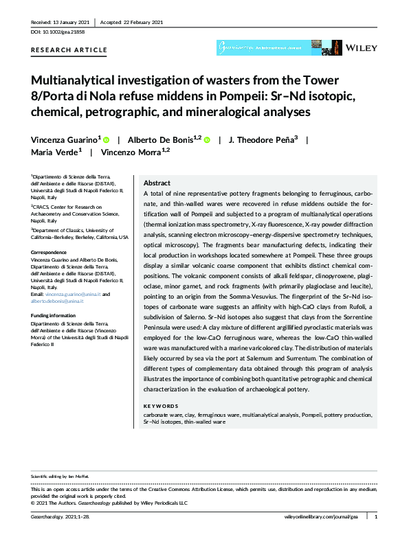 (PDF) Multianalytical investigation of wasters from the Tower 8/Porta ...