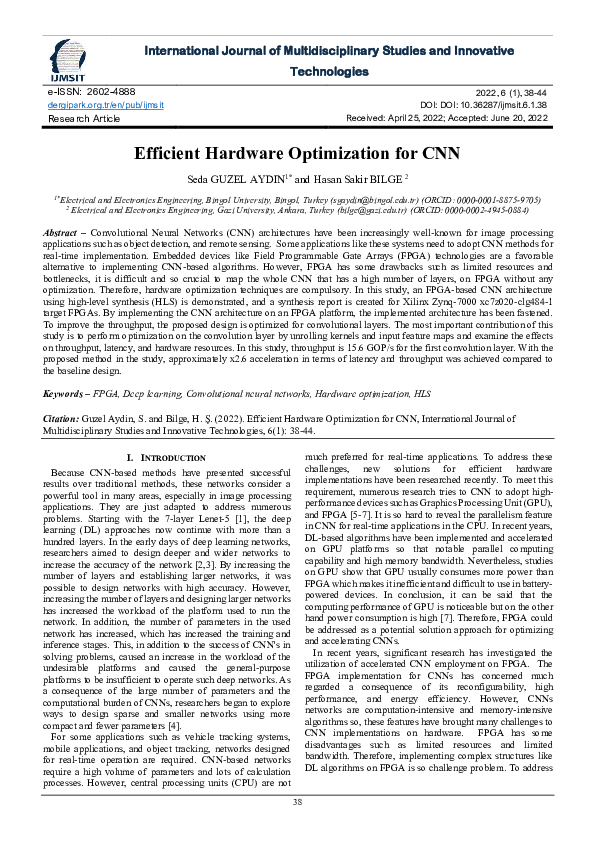 (PDF) Efficient Hardware Optimization for CNN