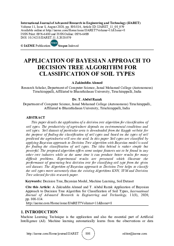(PDF) Application of Bayesian Approach to Decision Tree Algorithm for ...