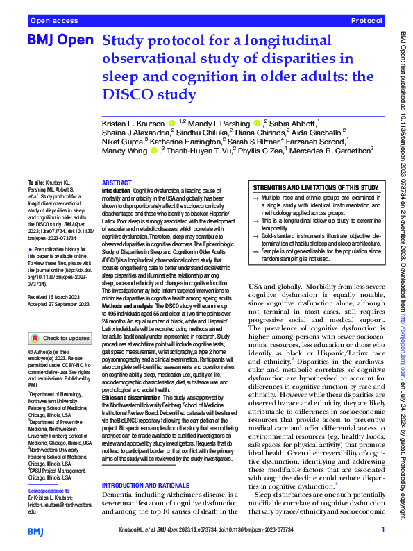(PDF) Study protocol for a longitudinal observational study of ...