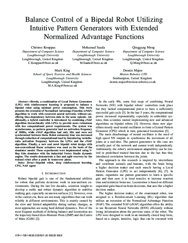 (PDF) Balance Control of a Bipedal Robot Utilizing Intuitive Pattern ...