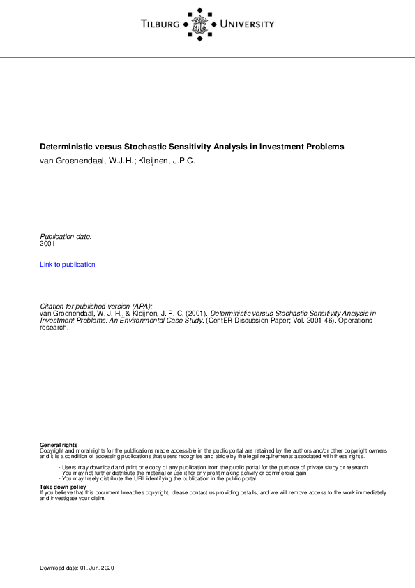 (PDF) Deterministic versus stochastic sensitivity analysis in ...