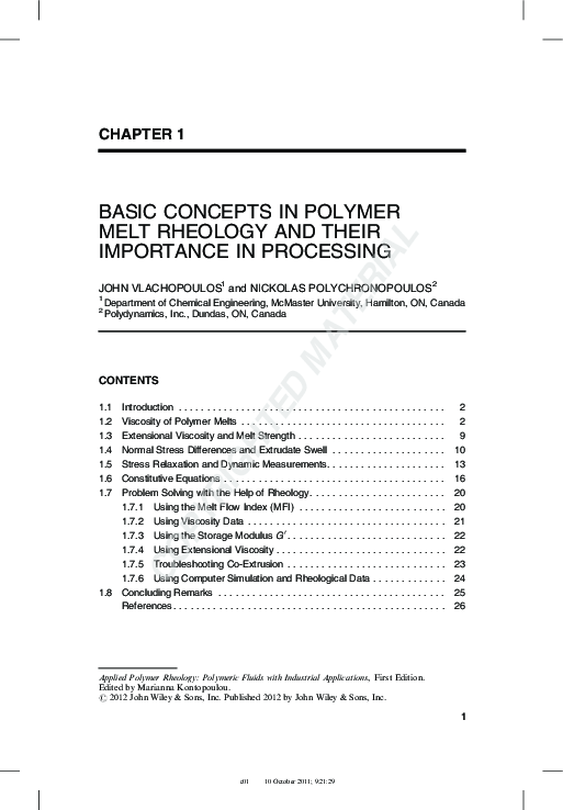 (PDF) Basic Concepts in Polymer Melt Rheology and Their Importance in ...