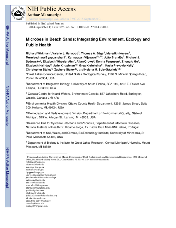 (PDF) Microbes in beach sands: integrating environment, ecology and ...