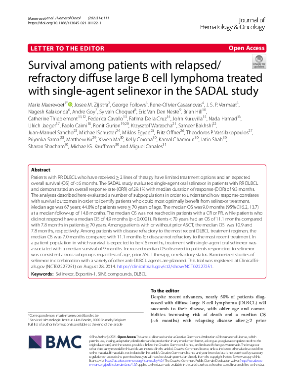 (PDF) Survival among patients with relapsed/refractory diffuse large B ...