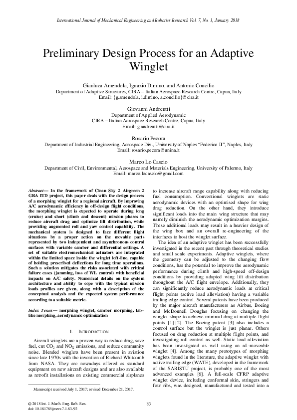 (PDF) Preliminary Design Process for an Adaptive Winglet