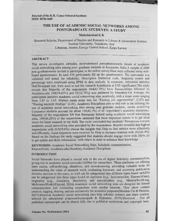 (PDF) The Use of Academic Social Networks Among Postgraduate Students