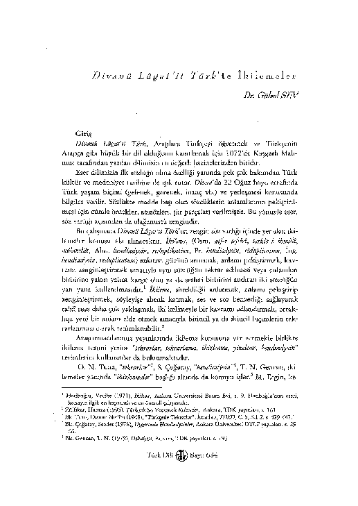 (PDF) Dîvânu Lugâti't Türk'te İkilemeler