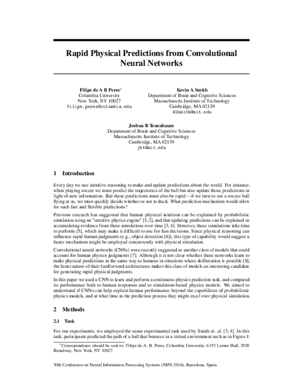 (PDF) Rapid Physical Predictions from Convolutional Neural Networks