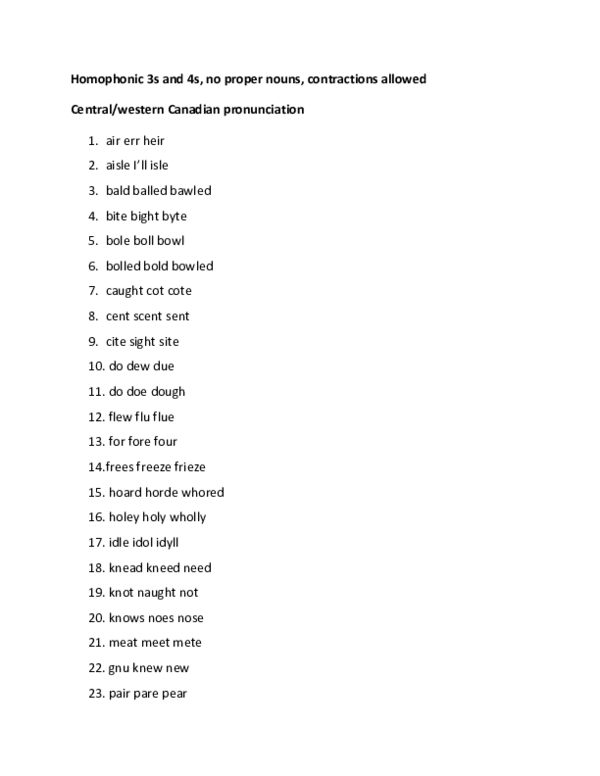 (PDF) Triple and Quadruple Homophones