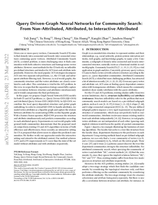 (PDF) Query driven-graph neural networks for community search