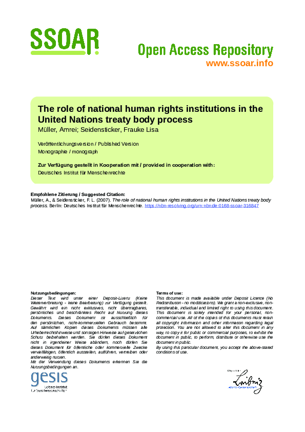 (PDF) The role of national human rights institutions in the United ...