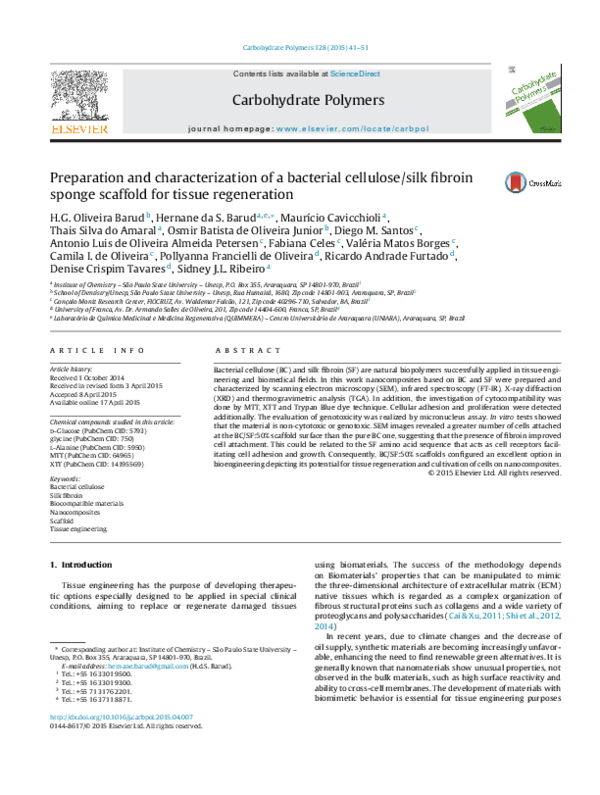 (PDF) Preparation and characterization of a bacterial cellulose/silk ...