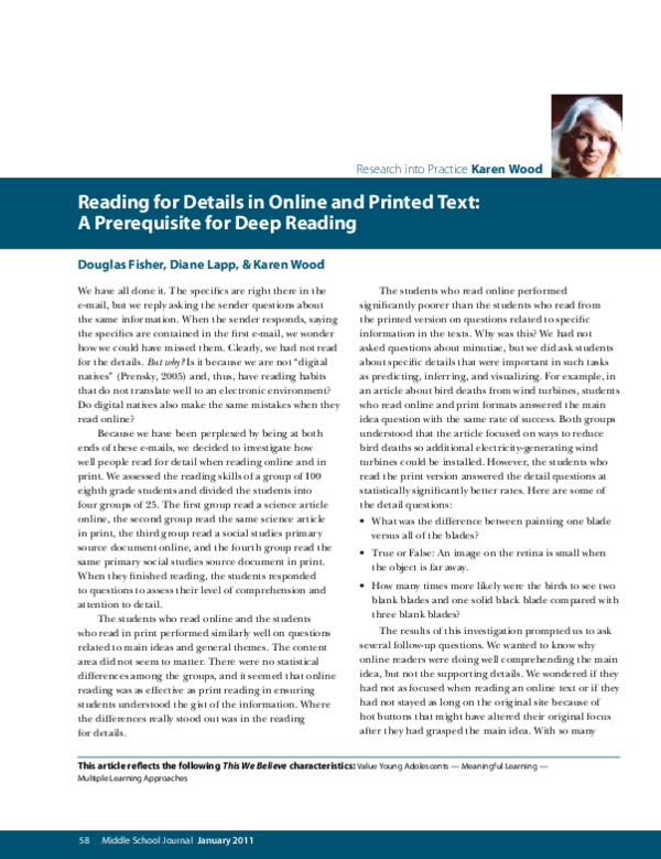 (PDF) Reading for Details in Online and Printed Text: A Prerequisite ...