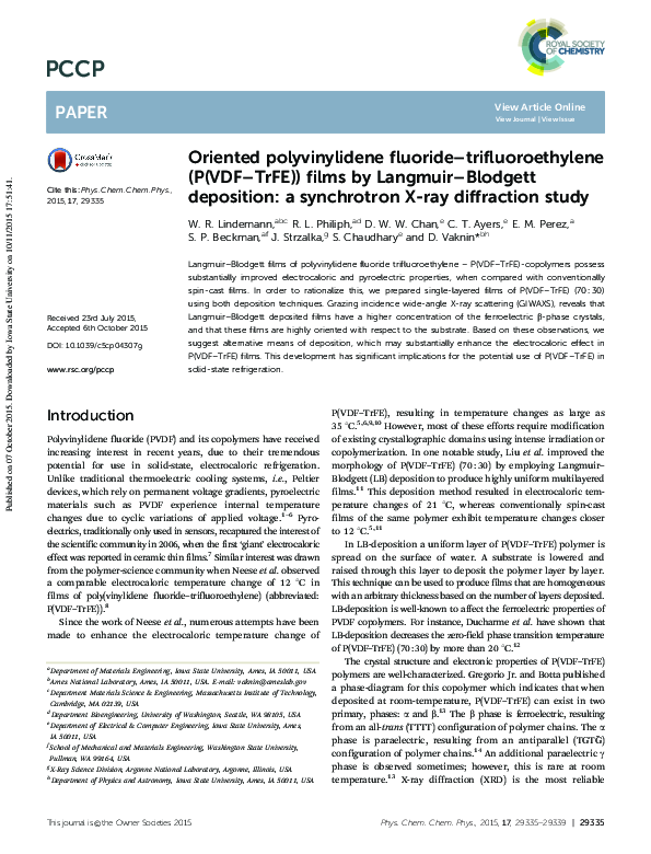 (PDF) Oriented Polyvinylidene Fluoride – Trifluoroethylene (PVDF-TrFE ...