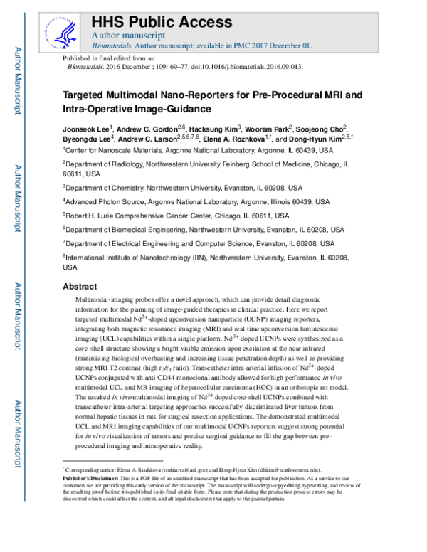 (PDF) Targeted multimodal nano-reporters for pre-procedural MRI and ...
