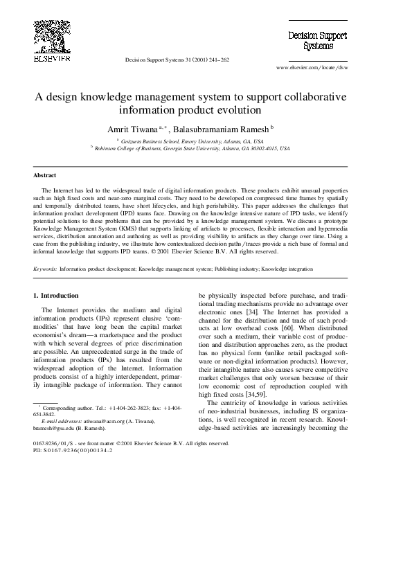 (PDF) A design knowledge management system to support collaborative ...