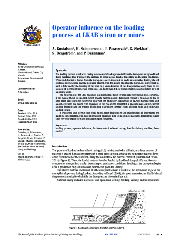 (PDF) Operator influence on the loading process at LKAB's iron ore mines