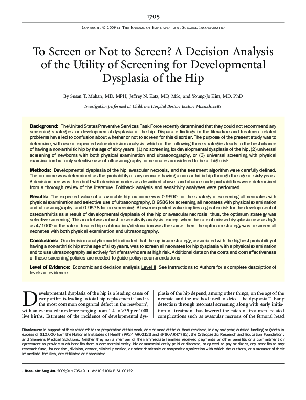 (PDF) To Screen or Not to Screen? A Decision Analysis of the Utility of ...