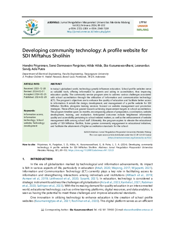 (PDF) Developing community technology: A profile website for SDI ...