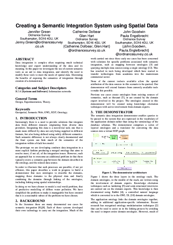 (PDF) Creating a semantic integration system using spatial data