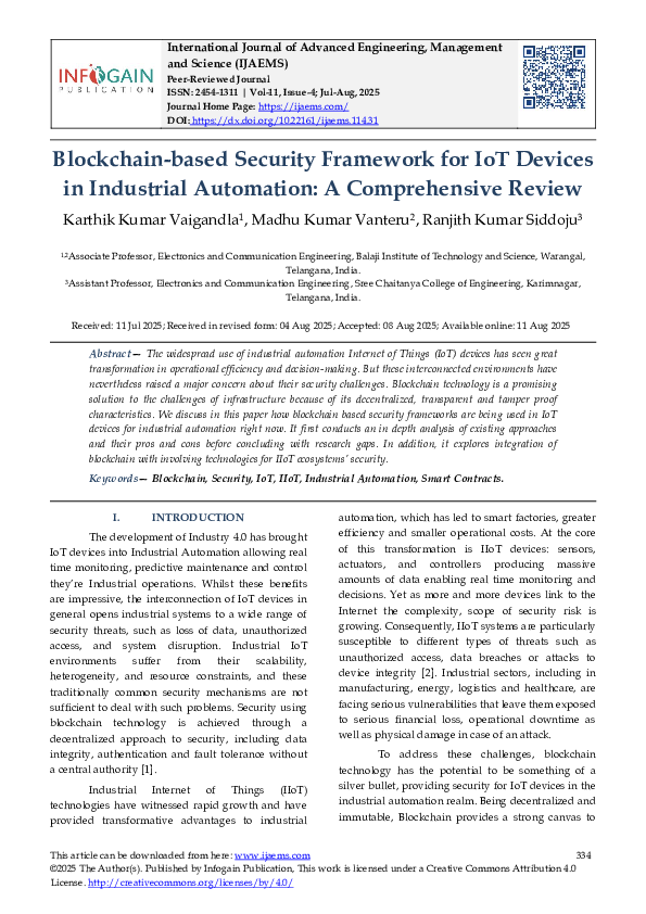 (PDF) Blockchain-based Security Framework for IoT Devices in Industrial ...