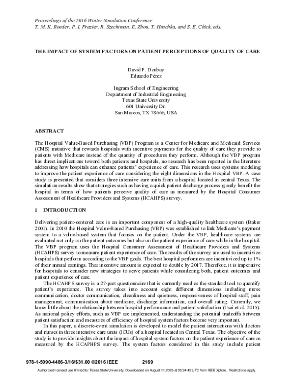 (PDF) THE IMPACT OF SYSTEM FACTORS ON PATIENT PERCEPTIONS OF QUALITY OF ...