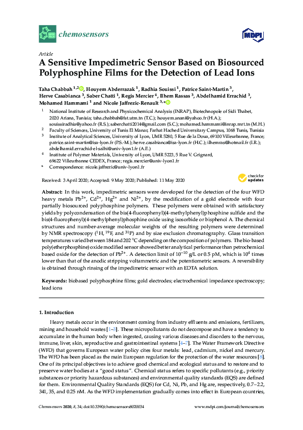 (PDF) A Sensitive Impedimetric Sensor Based on Biosourced Polyphosphine ...