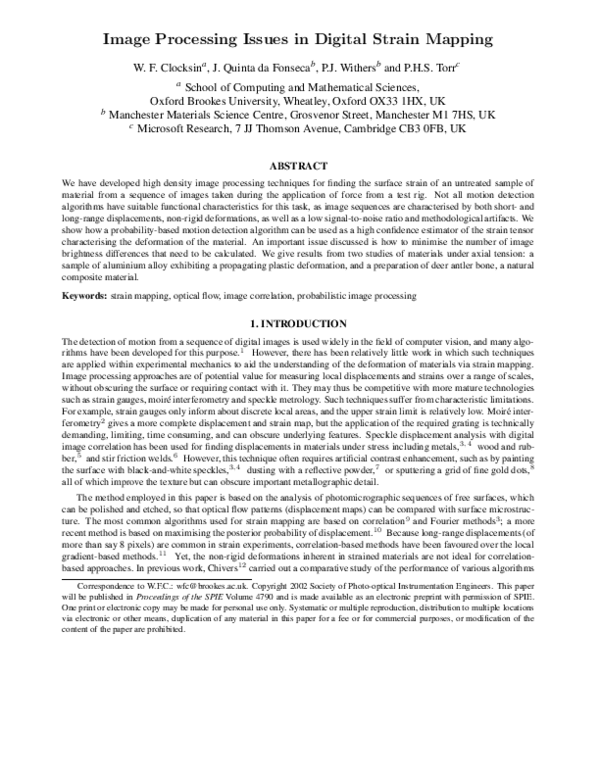 (PDF) Image processing issues in digital strain mapping