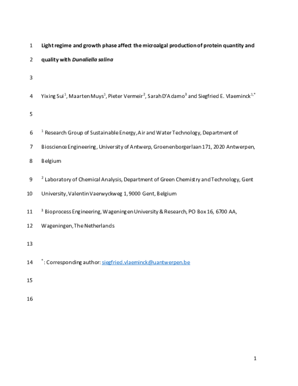 (PDF) Light regime and growth phase affect the microalgal production of ...