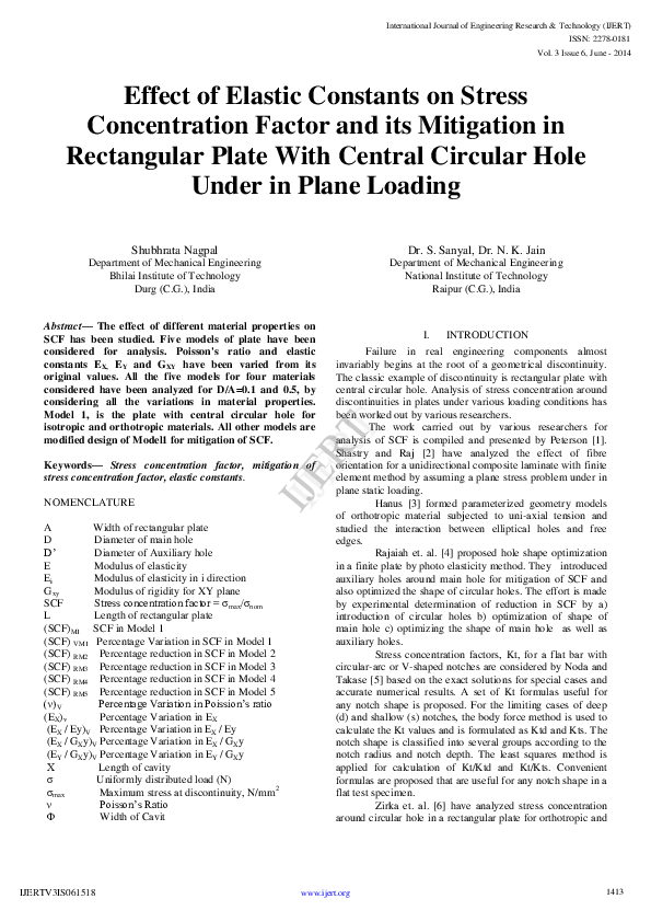 (PDF) Effect of Elastic Constants on Stress Concentration Factor and ...