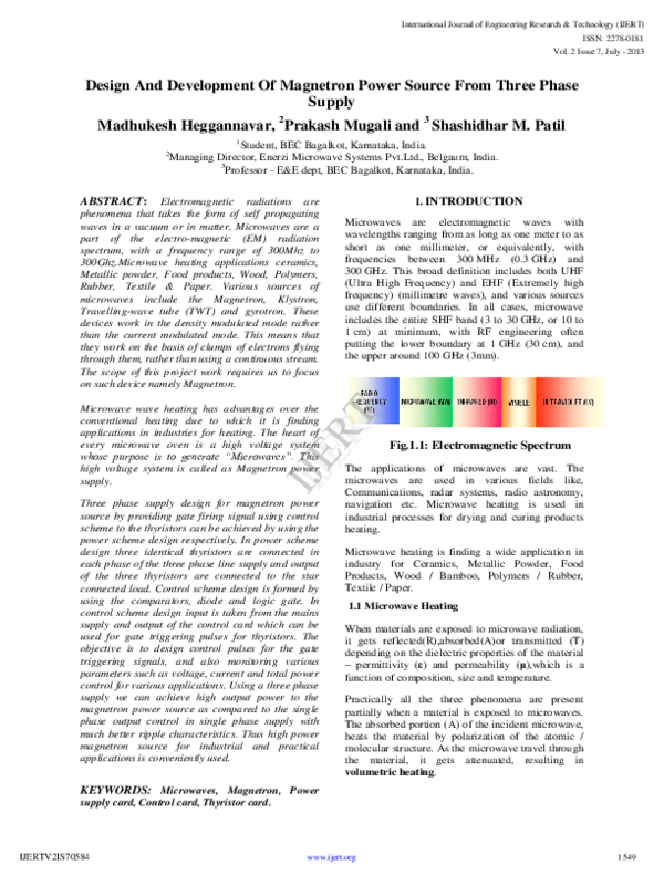 (PDF) Design of Magnetron power source from three phase supply