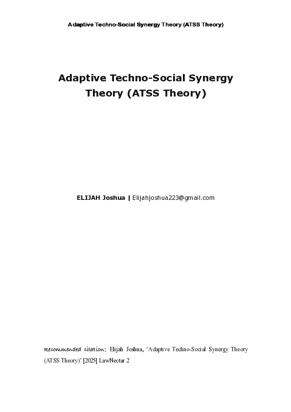 (PDF) Adaptive Techno-Social Synergy Theory (ATSS Theory