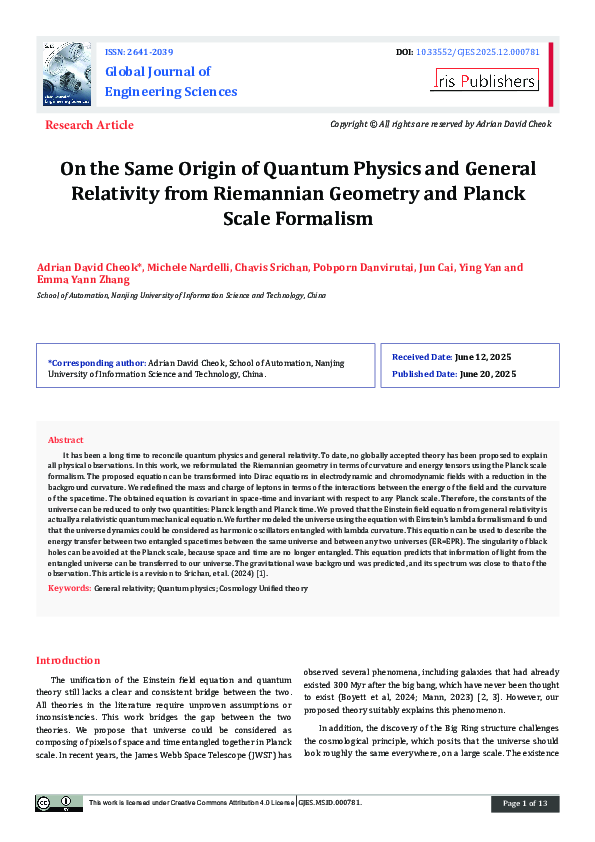 (PDF) On the Same Origin of Quantum Physics and General Relativity from ...