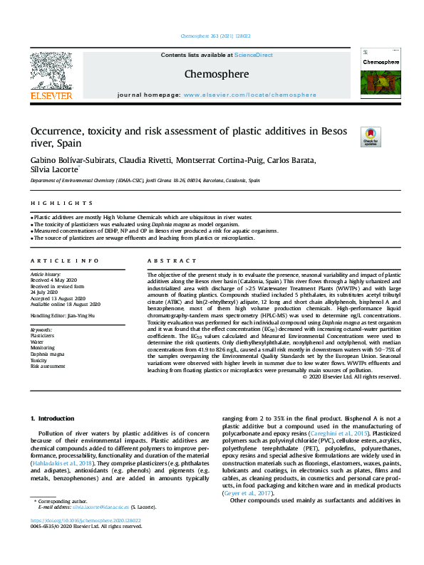 (PDF) Occurrence, toxicity and risk assessment of plastic additives in ...