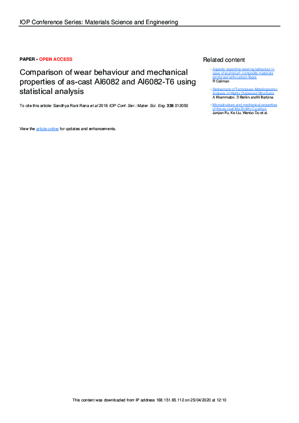 (PDF) Comparison of wear behaviour and mechanical properties of as-cast ...