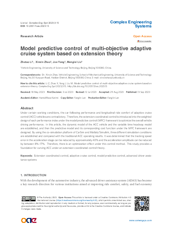 (PDF) Model predictive control of multi-objective adaptive cruise ...