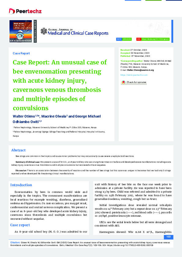 (PDF) Case Report: An unusual case of bee envenomation presenting with ...