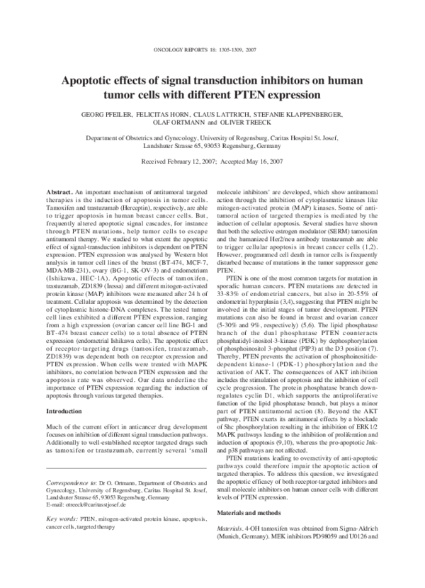 (PDF) Apoptotic effects of signal transduction inhibitors on human ...