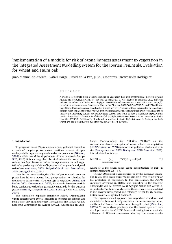 (PDF) Implementation of a module for risk of ozone impacts assessment ...