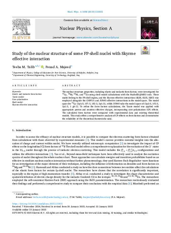 (PDF) Study of the nuclear structure of some FP-shell nuclei with ...