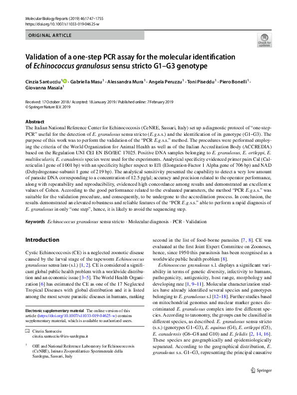 (PDF) Validation of a one-step PCR assay for the molecular ...