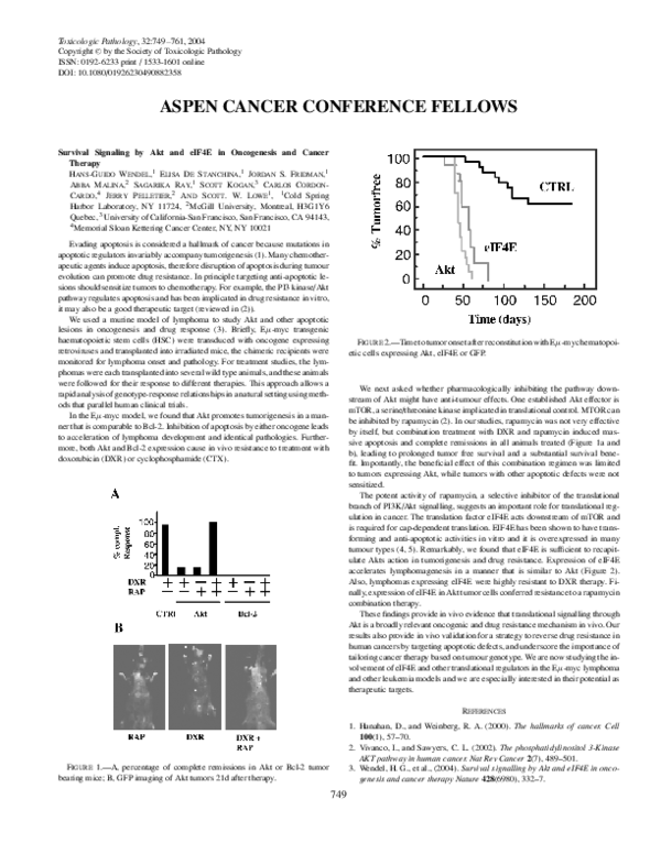 (PDF) Survival Signaling by Akt and eIF4E in Oncogenesis and Cancer Therapy