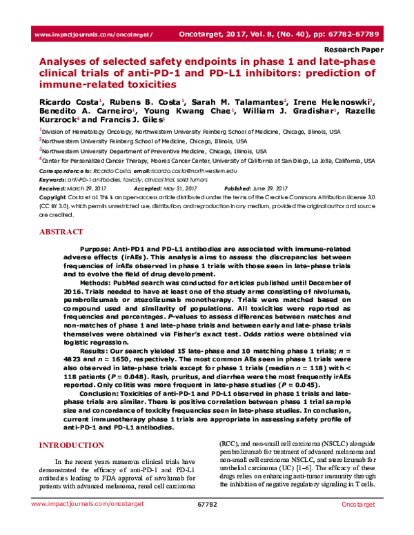 (PDF) Analyses of selected safety endpoints in phase 1 and late-phase ...