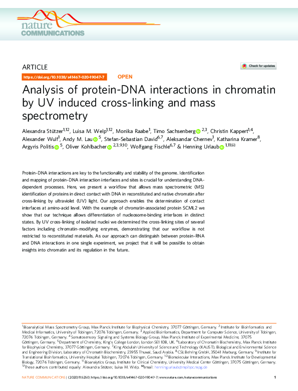(PDF) Analysis of protein-DNA interactions in chromatin by UV induced ...