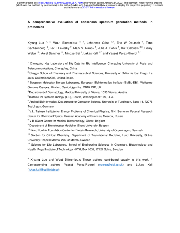 (PDF) A comprehensive evaluation of consensus spectrum generation ...