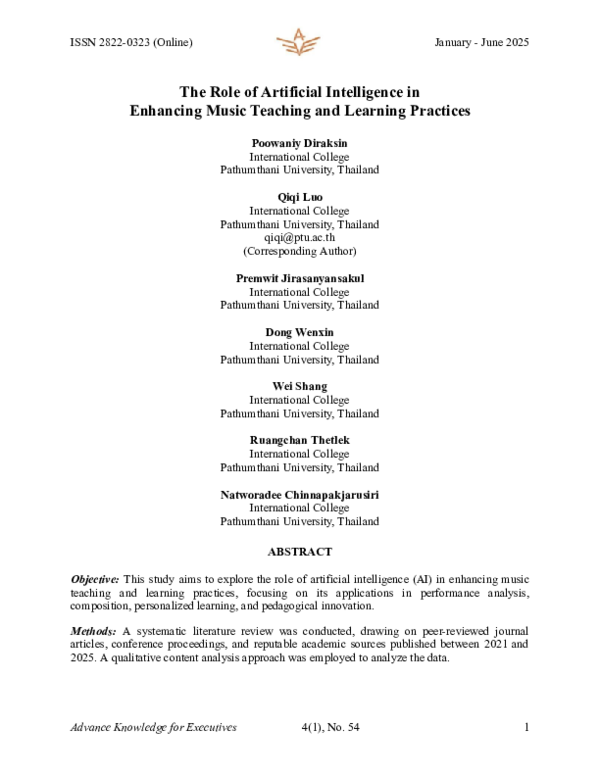 (PDF) The Role of Artificial Intelligence in Enhancing Music Teaching ...